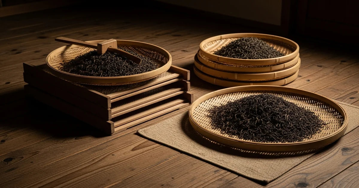 Traditional Japanese tea processing tools representing heritage craftsmanship